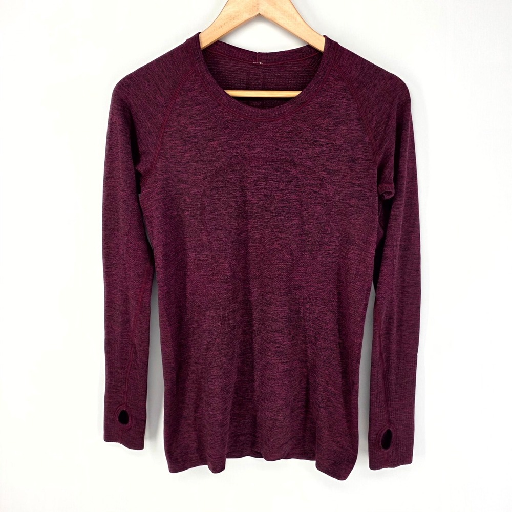 Lululemon Swiftly Tech Long Sleeve Crew 8 Dark Magenta Heathered Running Top